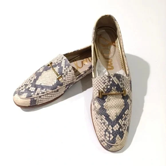 Sam Edelman Loraine Snakeskin Print Leather Loafers - Picture 1 of 5
